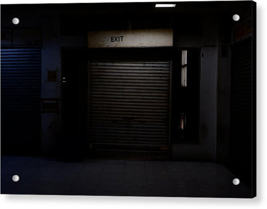 Dimly Lit Exit Doorway - Acrylic Print