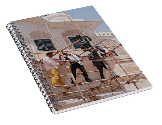 Jaipur Workers on Scaffolding - Spiral Notebook