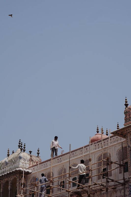 Men Working on Heritage Building - Art Print