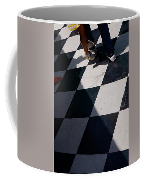 Checkered Floor with Shadows and Feet - Mug