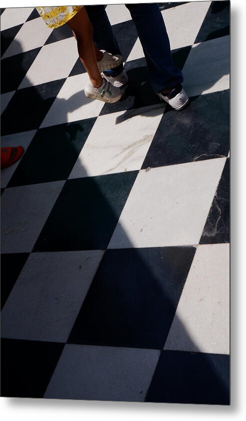 Checkered Floor with Shadows and Feet - Metal Print