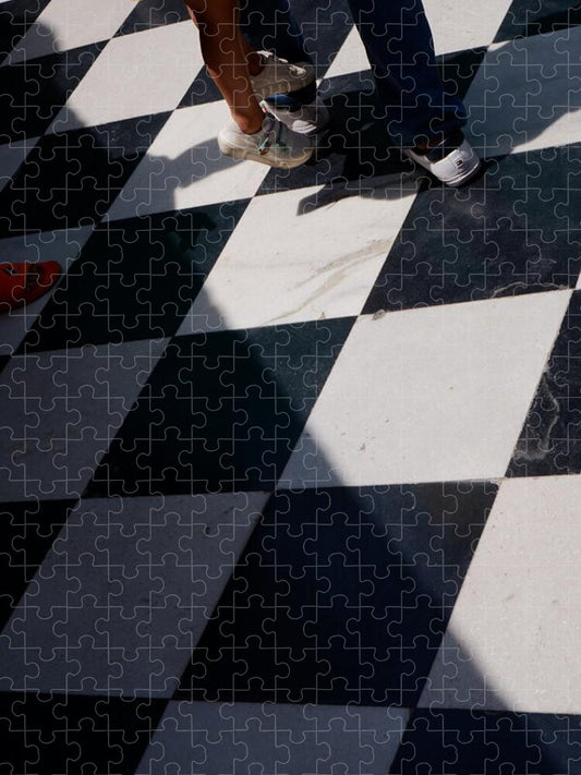 Checkered Floor with Shadows and Feet - Puzzle