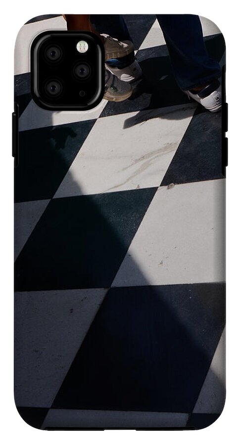 Checkered Floor with Shadows and Feet - Phone Case