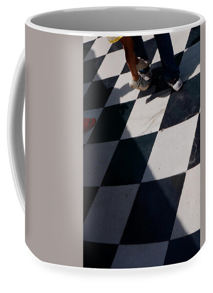 Checkered Floor with Shadows and Feet - Mug