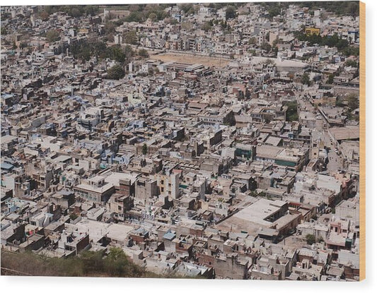 Dense Urban Landscape Aerial View - Wood Print
