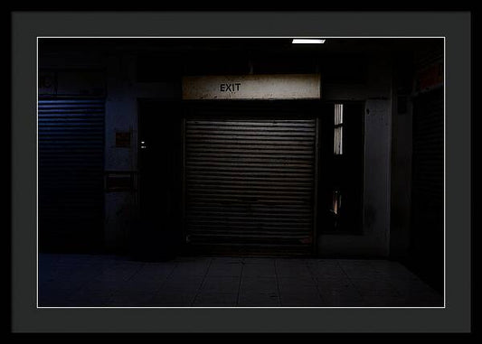 Dimly Lit Exit Doorway - Framed Print