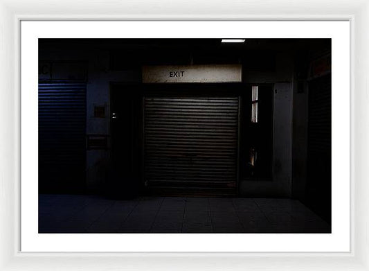 Dimly Lit Exit Doorway - Framed Print