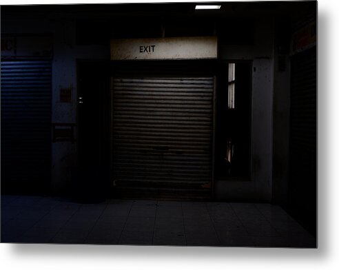 Dimly Lit Exit Doorway - Metal Print