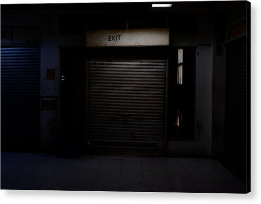 Dimly Lit Exit Doorway - Acrylic Print