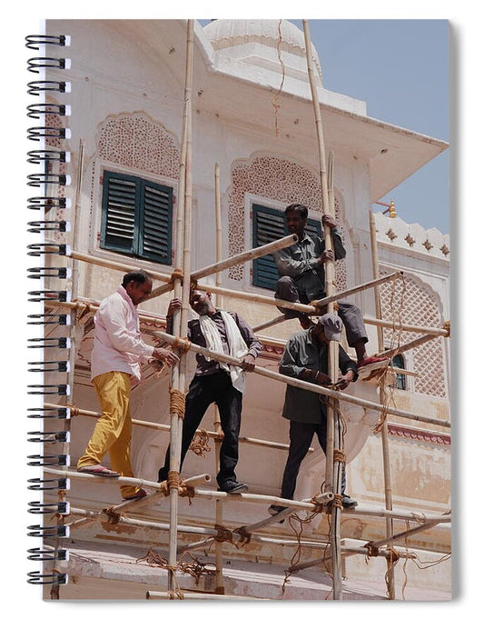 Jaipur Workers on Scaffolding - Spiral Notebook