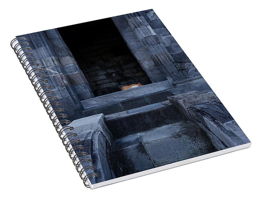 Sleeping Cat in Ancient Ruins - Spiral Notebook