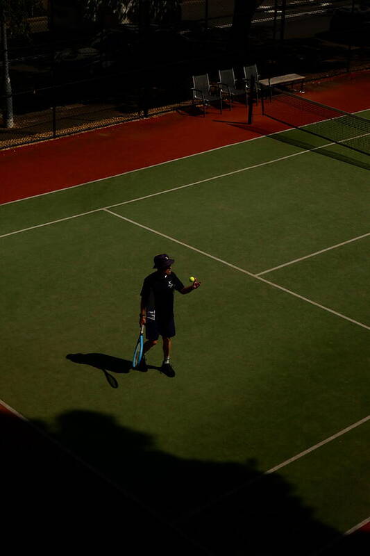 Solo Tennis Player on Court - Art Print